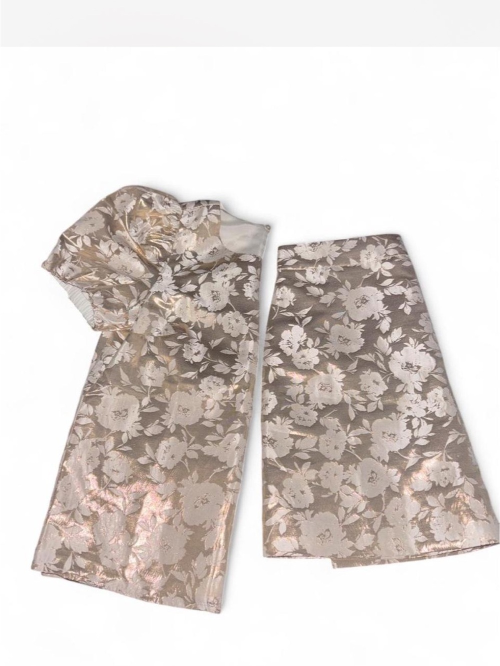 J. Crew Metallic Floral Pencil Skirt in Beige and Gold